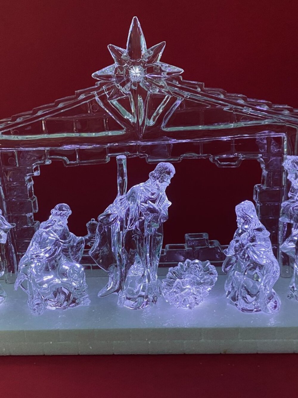Lighted Clear Acrylic Nativity Scene Cracker Barrel EUC W/Box